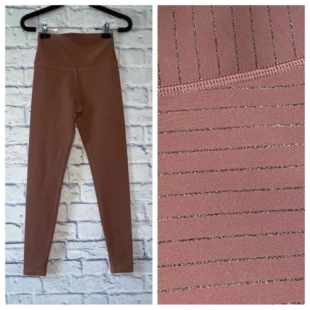 Glyder leggings cocoa rose with metallic stripes